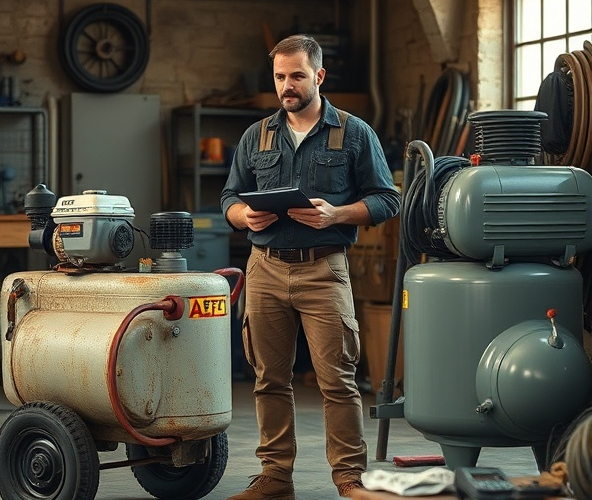 Sprężarka spalinowa dla małej firmy: wynajem czy zakup używanej?