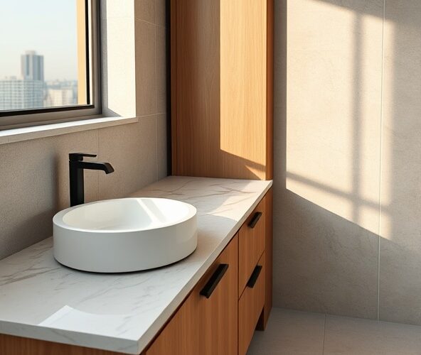 Jaka grubość blatu z kwarcytu do łazienki w Warszawie przy umywalce?