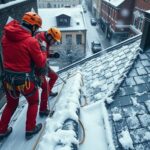 alpinistyczne odśnieżanie dachów