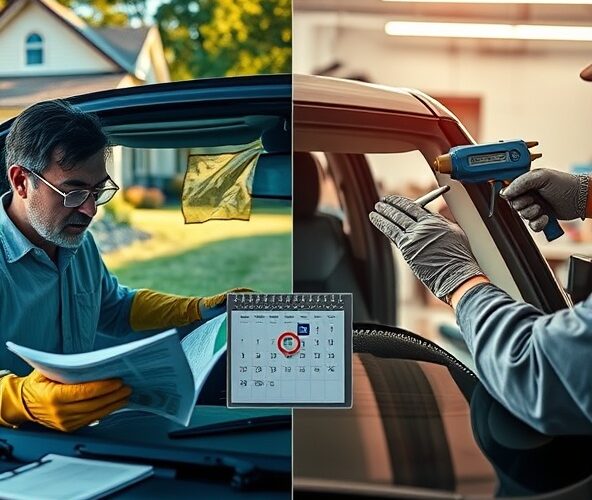 Wymiana szyby przedniej w samochodzie przed przeglądem: samodzielnie czy warsztat?