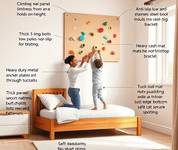Jak bezpiecznie zamontować ściankę wspinaczkową do pokoju 3‑latka nad łóżkiem?