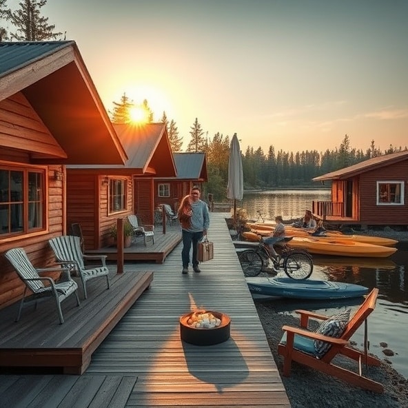 domki nad samym jeziorem