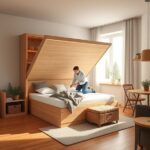 łóżko bukowe z pojemnikiem